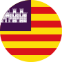 Bandeira das Ilhas Baleares, com faixas amarelas e vermelhas e um quadrado castanho-escuro.