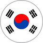 Bandeira da Coreia do Sul com fundo branco, símbolo Taeguk no centro e trigramas pretos.